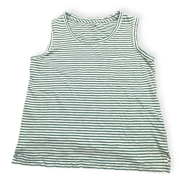 MADEWELL Women’s Green White Striped Whisper Cotton Pocket Tank Top Size Small - Picture 1 of 7